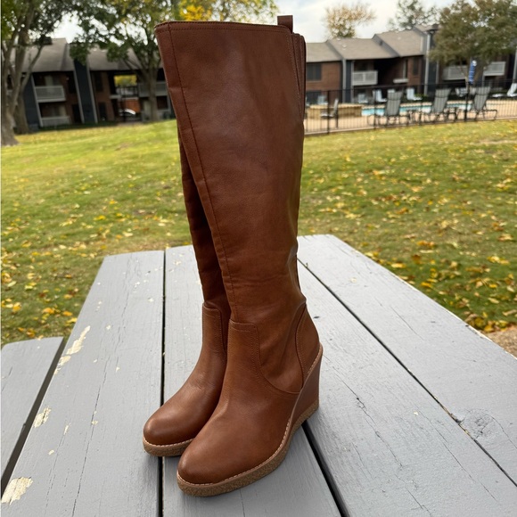 ZODIAC Iggy Wedge Knee High Boot Women's Size 8 Cognac - Picture 5 of 10